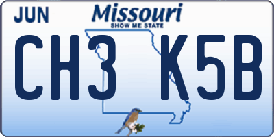 MO license plate CH3K5B