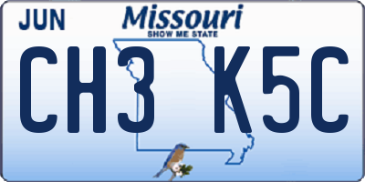 MO license plate CH3K5C