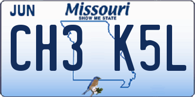 MO license plate CH3K5L