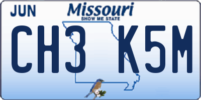 MO license plate CH3K5M