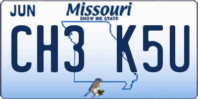 MO license plate CH3K5U
