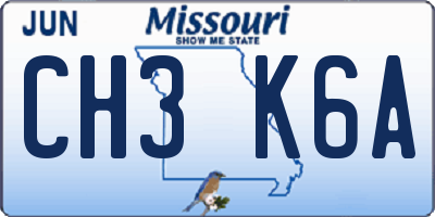 MO license plate CH3K6A