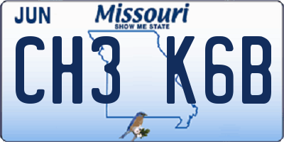 MO license plate CH3K6B