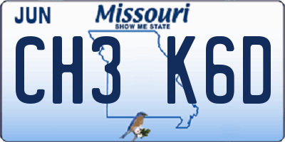 MO license plate CH3K6D