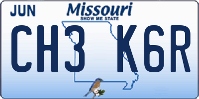 MO license plate CH3K6R