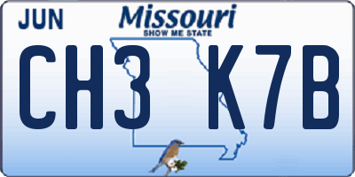 MO license plate CH3K7B
