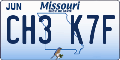 MO license plate CH3K7F