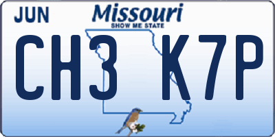MO license plate CH3K7P