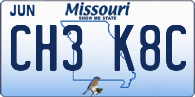 MO license plate CH3K8C
