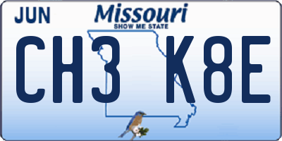 MO license plate CH3K8E