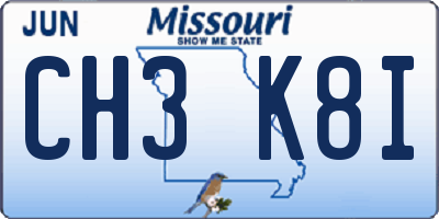MO license plate CH3K8I