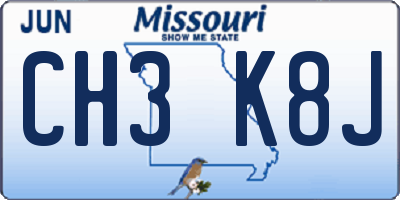 MO license plate CH3K8J