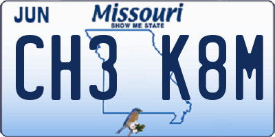 MO license plate CH3K8M