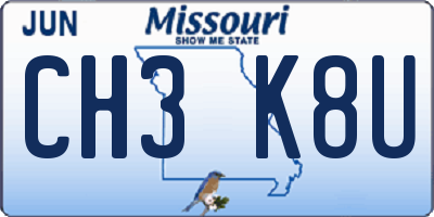 MO license plate CH3K8U