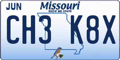 MO license plate CH3K8X