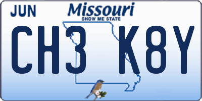 MO license plate CH3K8Y