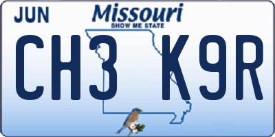 MO license plate CH3K9R