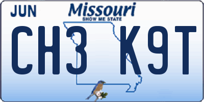 MO license plate CH3K9T