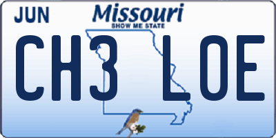 MO license plate CH3L0E