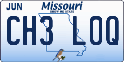MO license plate CH3L0Q
