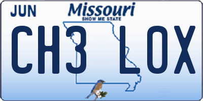 MO license plate CH3L0X