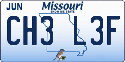 MO license plate CH3L3F