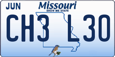 MO license plate CH3L3O