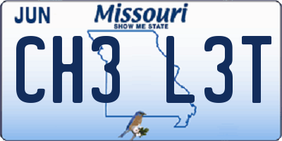 MO license plate CH3L3T