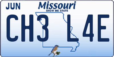 MO license plate CH3L4E