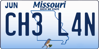 MO license plate CH3L4N