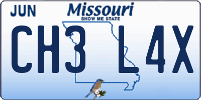 MO license plate CH3L4X