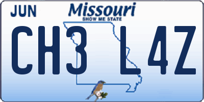 MO license plate CH3L4Z