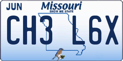 MO license plate CH3L6X