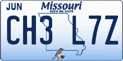 MO license plate CH3L7Z