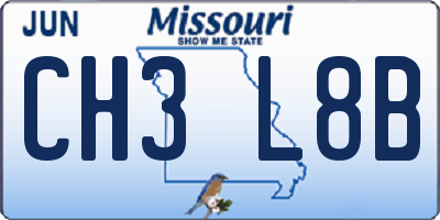 MO license plate CH3L8B