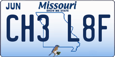 MO license plate CH3L8F