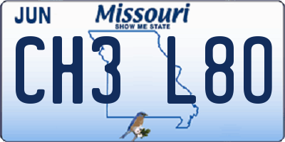 MO license plate CH3L8O