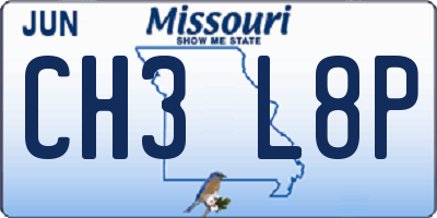 MO license plate CH3L8P