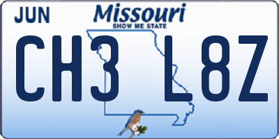 MO license plate CH3L8Z