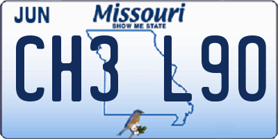 MO license plate CH3L9O