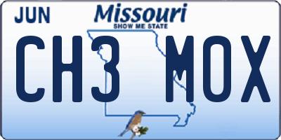 MO license plate CH3M0X