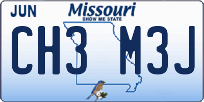 MO license plate CH3M3J