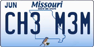 MO license plate CH3M3M