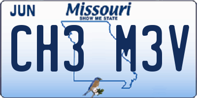 MO license plate CH3M3V
