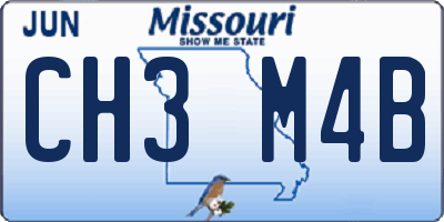 MO license plate CH3M4B