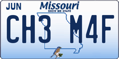 MO license plate CH3M4F