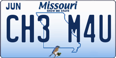 MO license plate CH3M4U