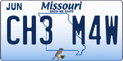 MO license plate CH3M4W