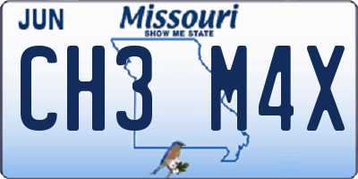 MO license plate CH3M4X