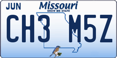 MO license plate CH3M5Z
